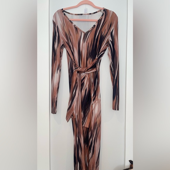 Multicolour Soft Maxi Tie Off Dress - Picture 5 of 5